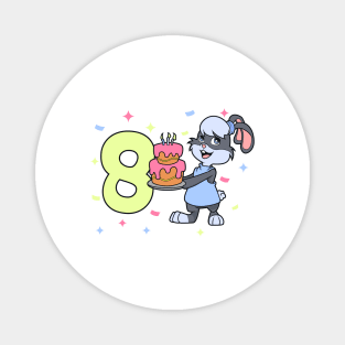 I am 8 with bunny - girl birthday 8 years old Magnet